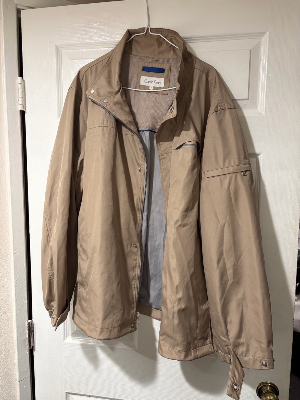 Calvin Klein Men's Beige Lightweight Zip-Front Jacket